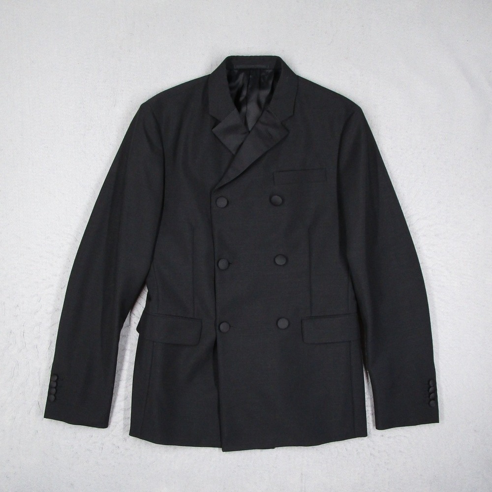 Prada Milano Mens Black Mohair Wool Double Breasted Tuxedo Suit 48R G38801